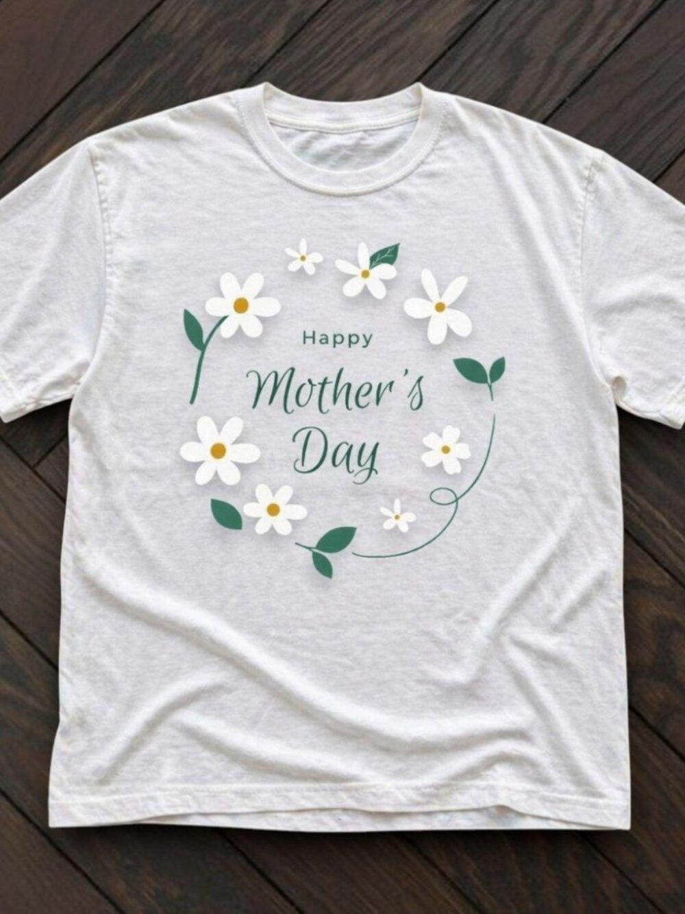 Happy Mother’s Day daisy floral graphic tee white